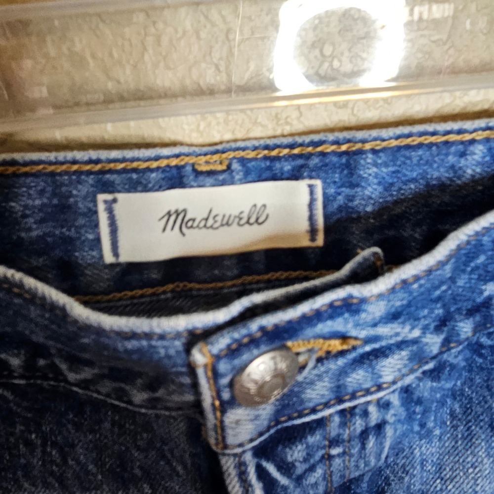 Madewell Low-Slung Baggy Jeans Size 31 Medium Wash Button Fly Distressed - Picture 12 of 15